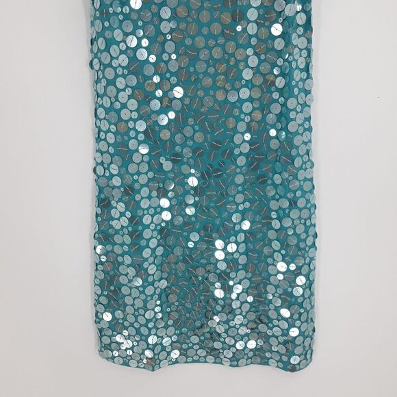 VENUS Dress Disco Mermaid Sequined Tank Mini Scoop Neck Aqua Watercolor Size S - Picture 8 of 11
